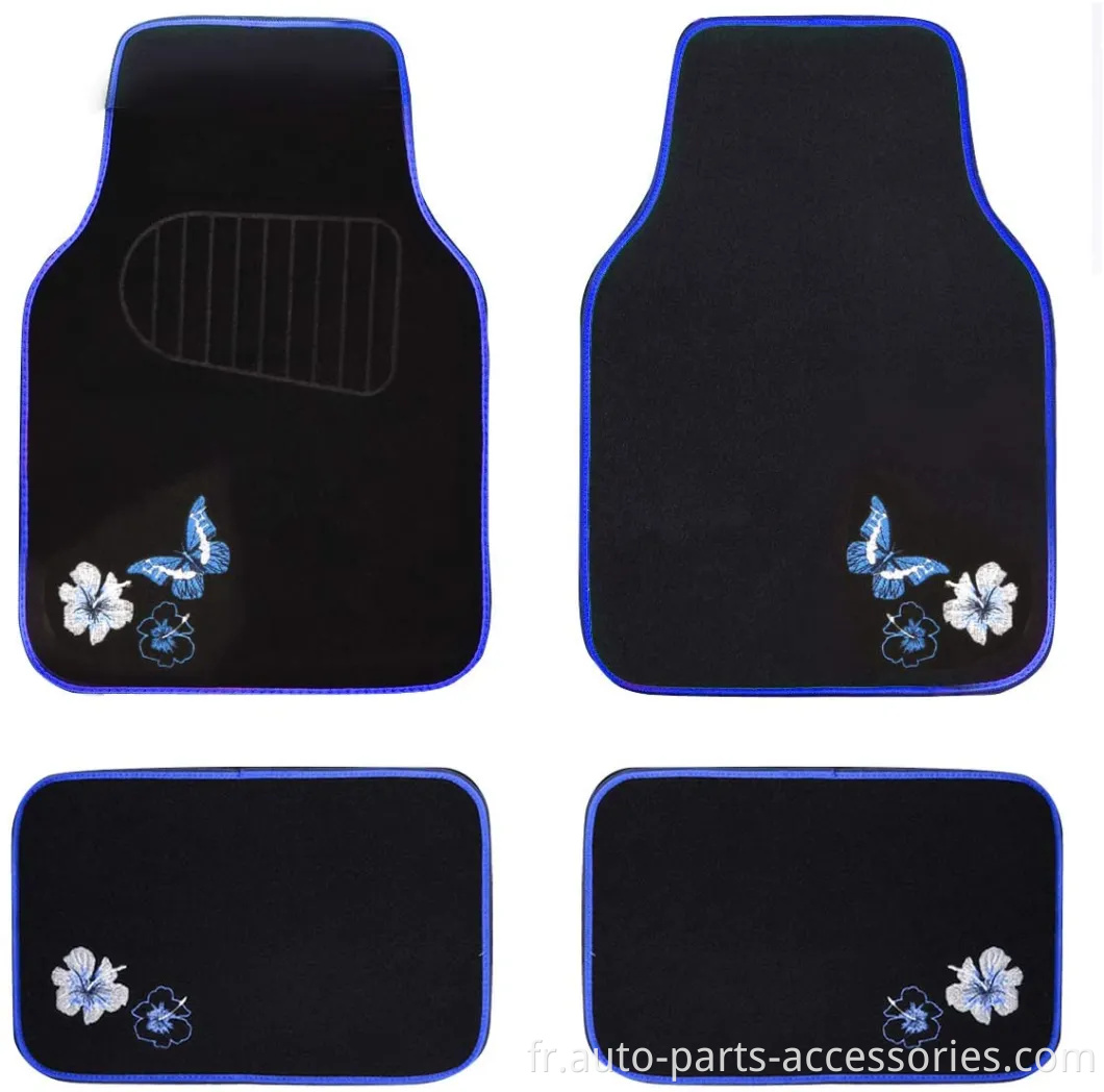 Voiture Pass-Universal Fit Broidery Butterfly and Flower Car Tards, ajustement universel pour les VUS, camions, berlines, camionnettes, ensemble de 4